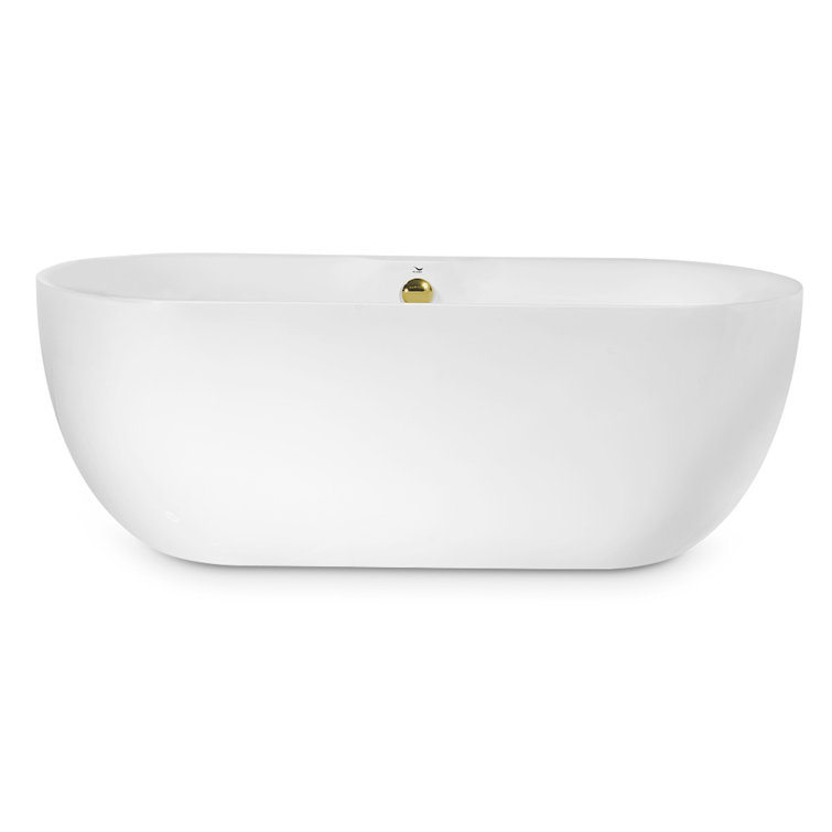 StreamlineBath 67" x 30" Freestanding Soaking Acrylic Bathtub Wayfair